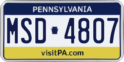 PA license plate MSD4807
