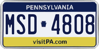 PA license plate MSD4808