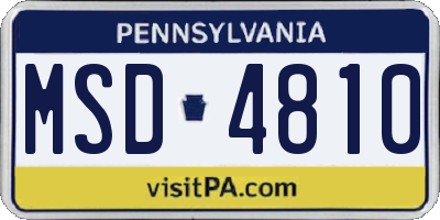 PA license plate MSD4810