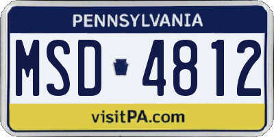 PA license plate MSD4812