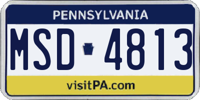PA license plate MSD4813
