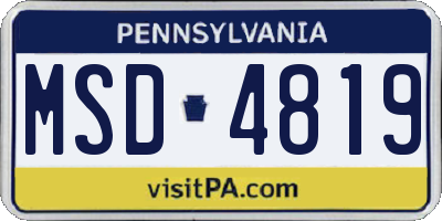 PA license plate MSD4819