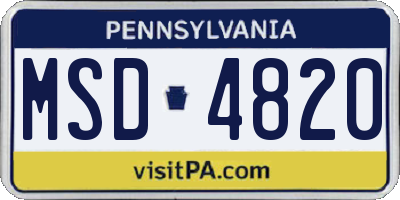 PA license plate MSD4820