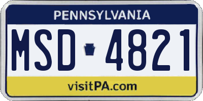 PA license plate MSD4821