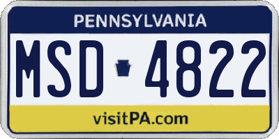 PA license plate MSD4822