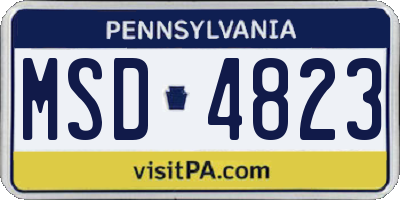 PA license plate MSD4823