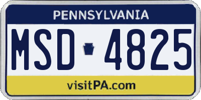 PA license plate MSD4825