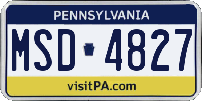 PA license plate MSD4827