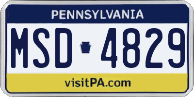 PA license plate MSD4829