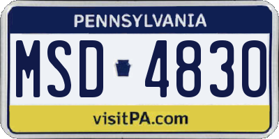 PA license plate MSD4830