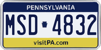 PA license plate MSD4832