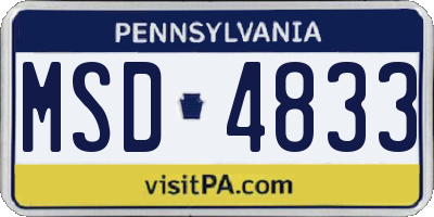 PA license plate MSD4833