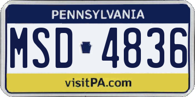 PA license plate MSD4836