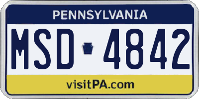 PA license plate MSD4842