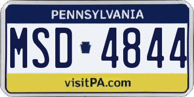 PA license plate MSD4844