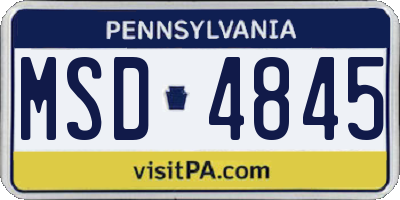 PA license plate MSD4845