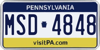 PA license plate MSD4848