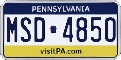 PA license plate MSD4850