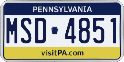 PA license plate MSD4851