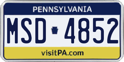 PA license plate MSD4852