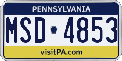 PA license plate MSD4853