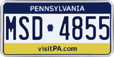 PA license plate MSD4855
