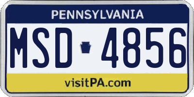 PA license plate MSD4856