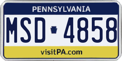 PA license plate MSD4858