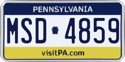 PA license plate MSD4859
