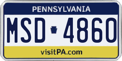 PA license plate MSD4860