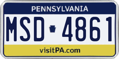 PA license plate MSD4861