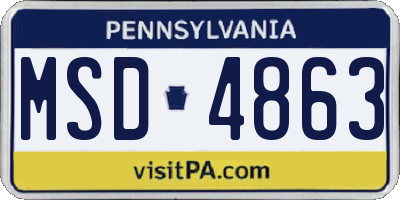 PA license plate MSD4863