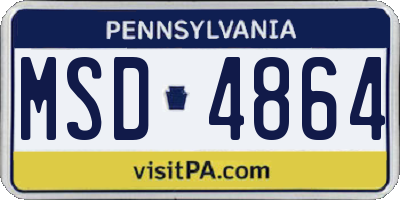 PA license plate MSD4864