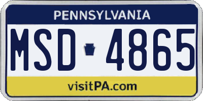 PA license plate MSD4865
