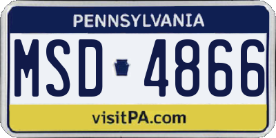 PA license plate MSD4866