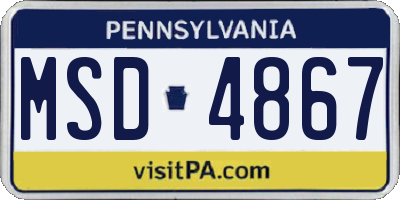PA license plate MSD4867