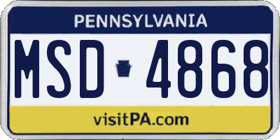 PA license plate MSD4868