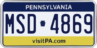 PA license plate MSD4869