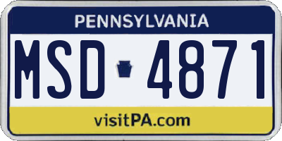 PA license plate MSD4871