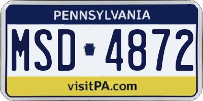 PA license plate MSD4872