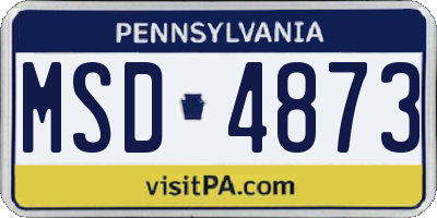 PA license plate MSD4873