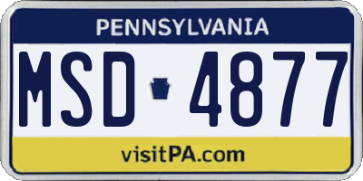 PA license plate MSD4877