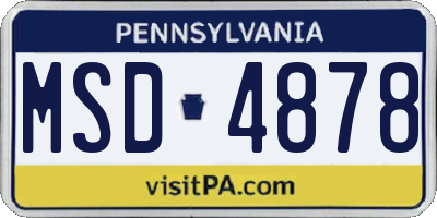 PA license plate MSD4878