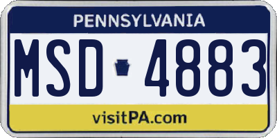 PA license plate MSD4883