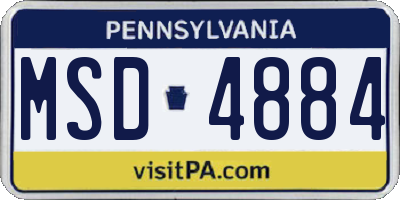 PA license plate MSD4884