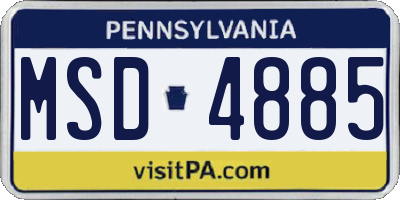 PA license plate MSD4885