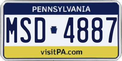 PA license plate MSD4887