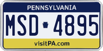 PA license plate MSD4895