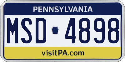 PA license plate MSD4898