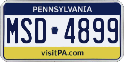 PA license plate MSD4899